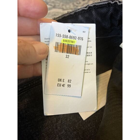 Abercrombie & Fitch The Dad High Rise Denim Curve Love Black Jeans Size 32/14 - Picture 9 of 10